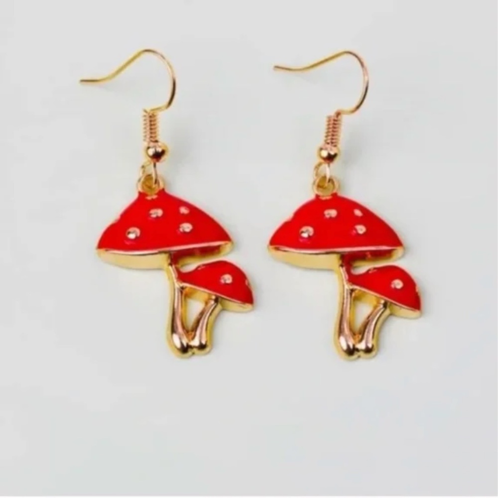 ❤️ FREE Mushroom Pair Plants Floral Boho Peasant Hipster Hippie Art Deco Earring
